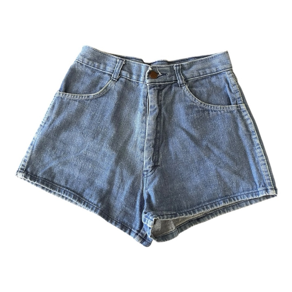Vintage Woolco high waisted denim shorts Fit Small 24” waist made in Hong Kong